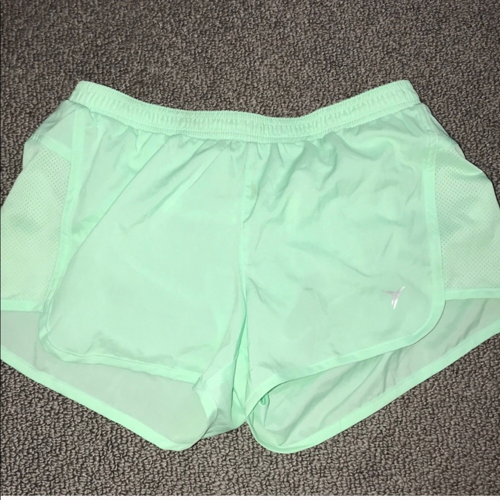 Mint green running shorts